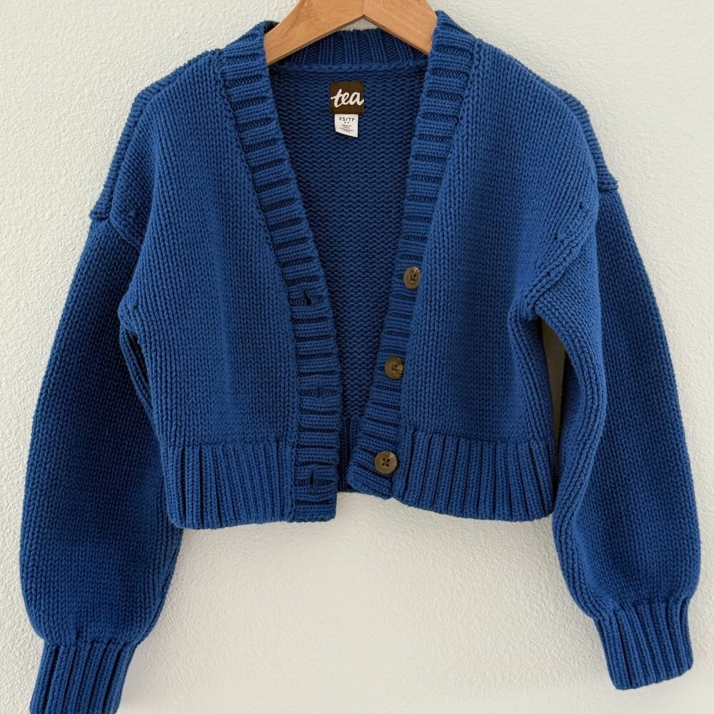 Blue boxy cardigan